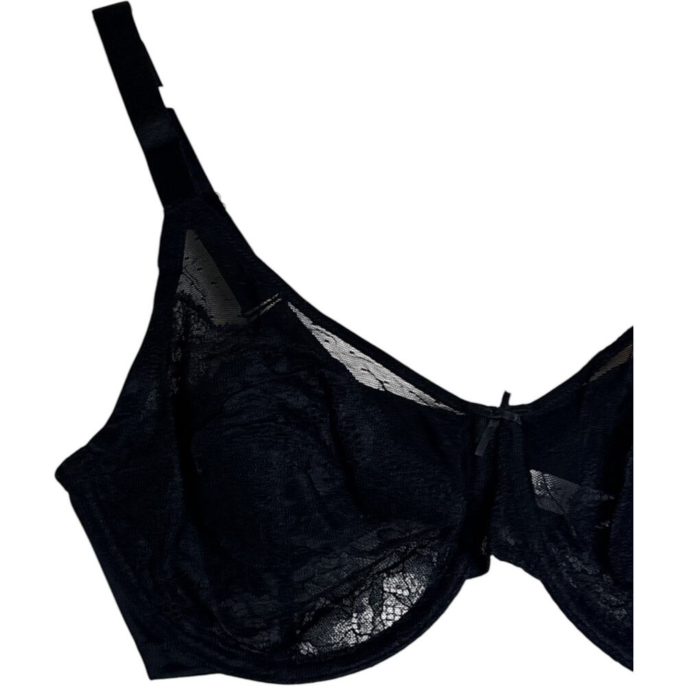 HSIA Enchante Black Lace Underwire Bra NWT 36DD Full Coverage Unlined - Picture 4 of 8